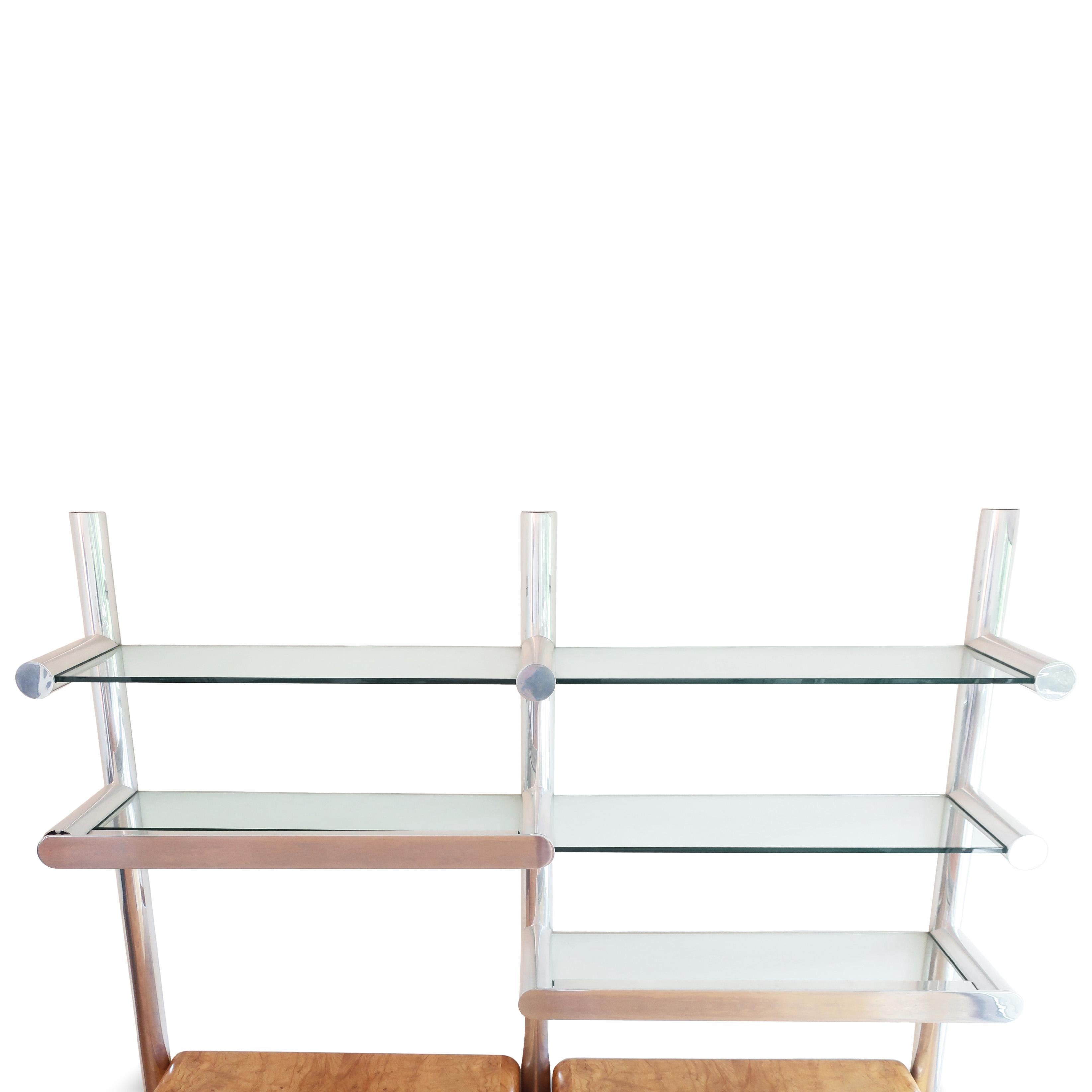 20th Century 1970s Aluminum and Glass Orba Wall Unit by Janet Schweitzer for Pace Collection For Sale