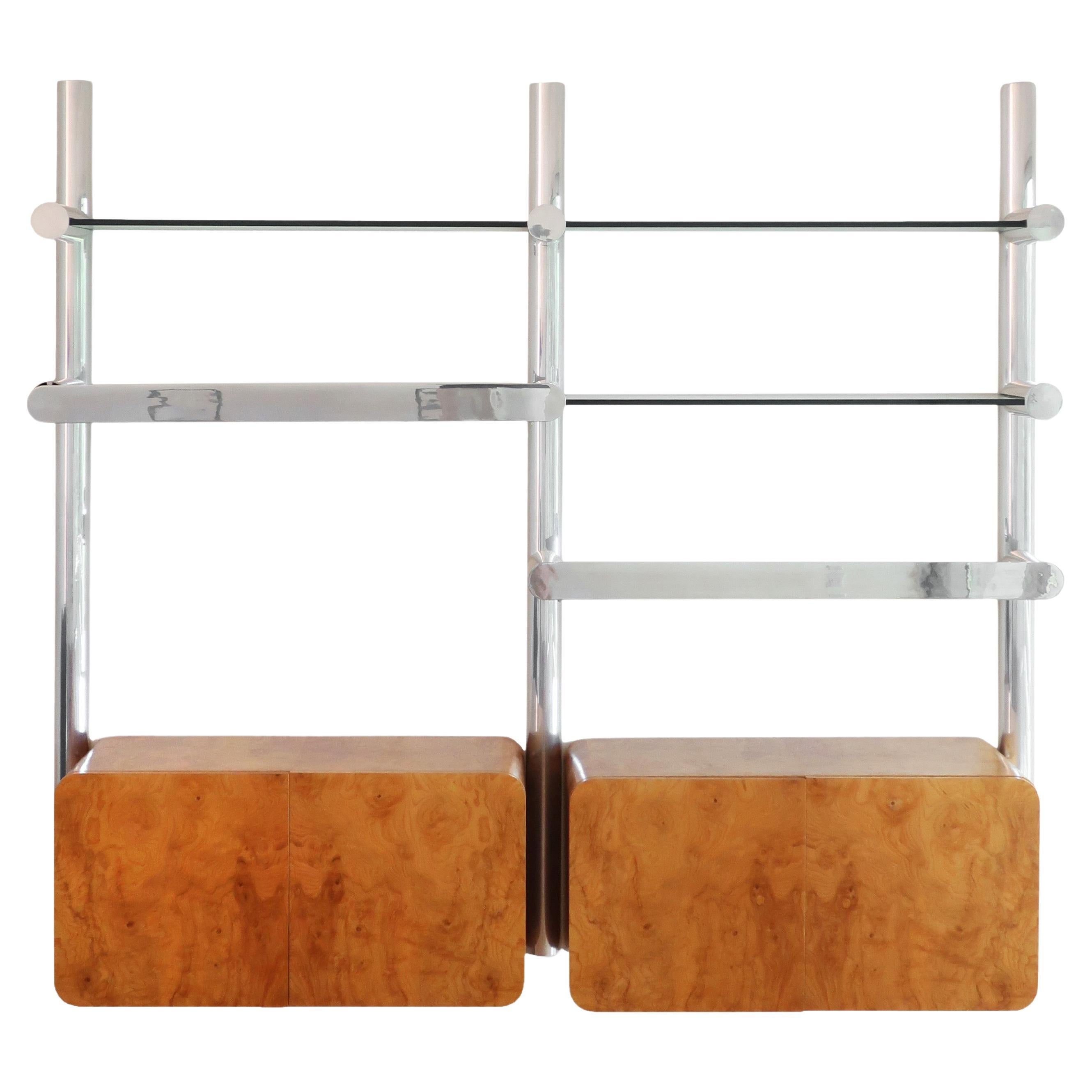 1970s Aluminum and Glass Orba Wall Unit by Janet Schweitzer for Pace Collection