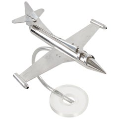 Vintage 1970s Aluminum and Lucite Model Jet Plane Airplane