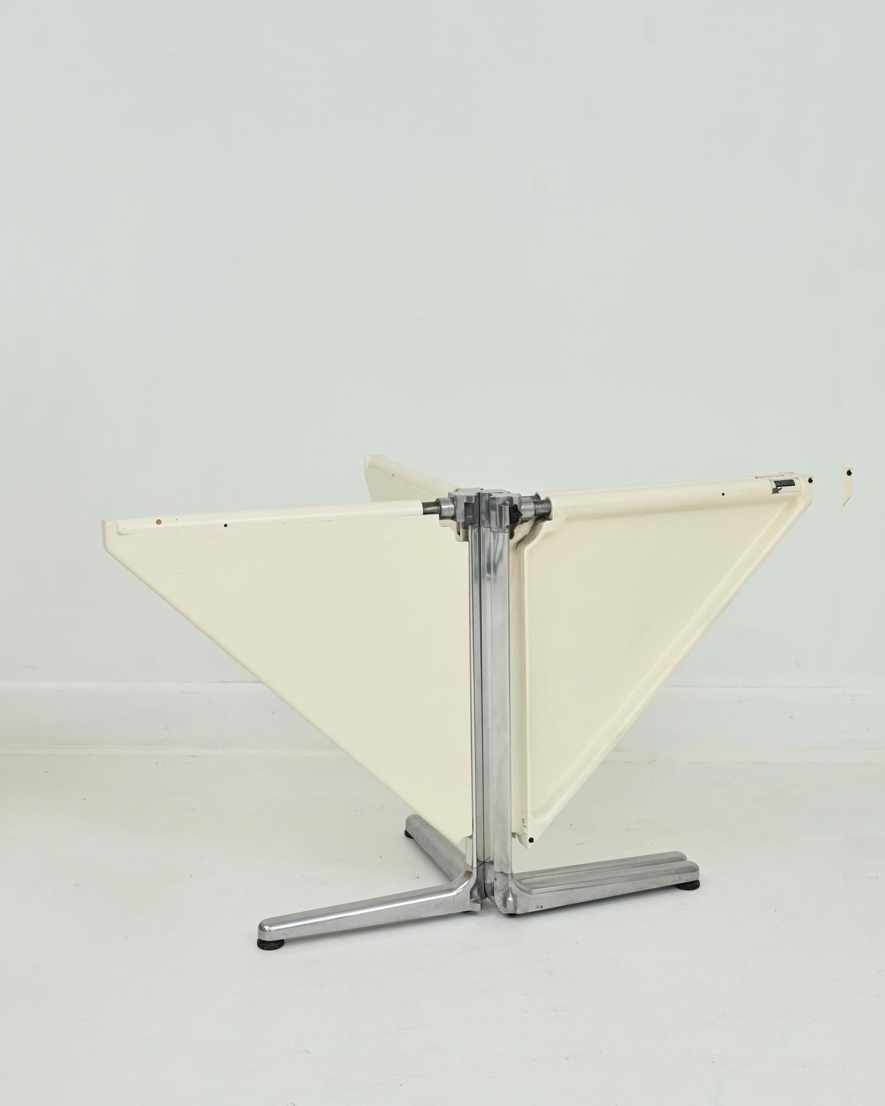 1970s Aluminum Cream Plano Folding Table by Giancarlo Piretti for Castelli For Sale 1