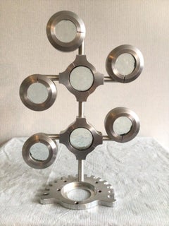 1970s Aluminum Industrial Sculpture With Concave Glass Lenses