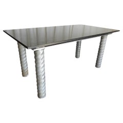 Table de bureau à pieds en spirale en aluminium des années 1970 Plateau en granit noir