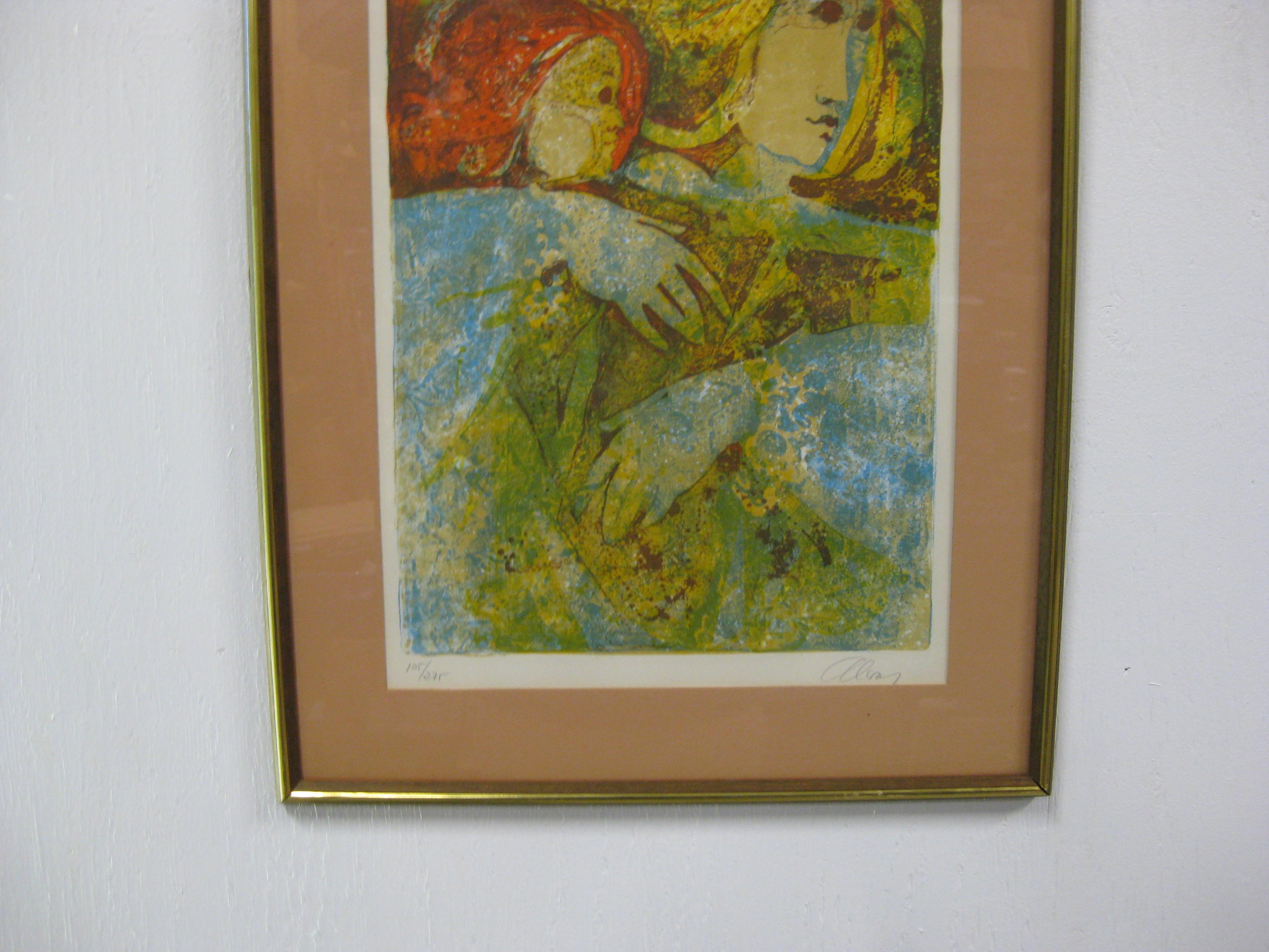 American 1970's Alvar Sunol Abstract Lithograph Print Signed & Numbered Spanish Artist For Sale