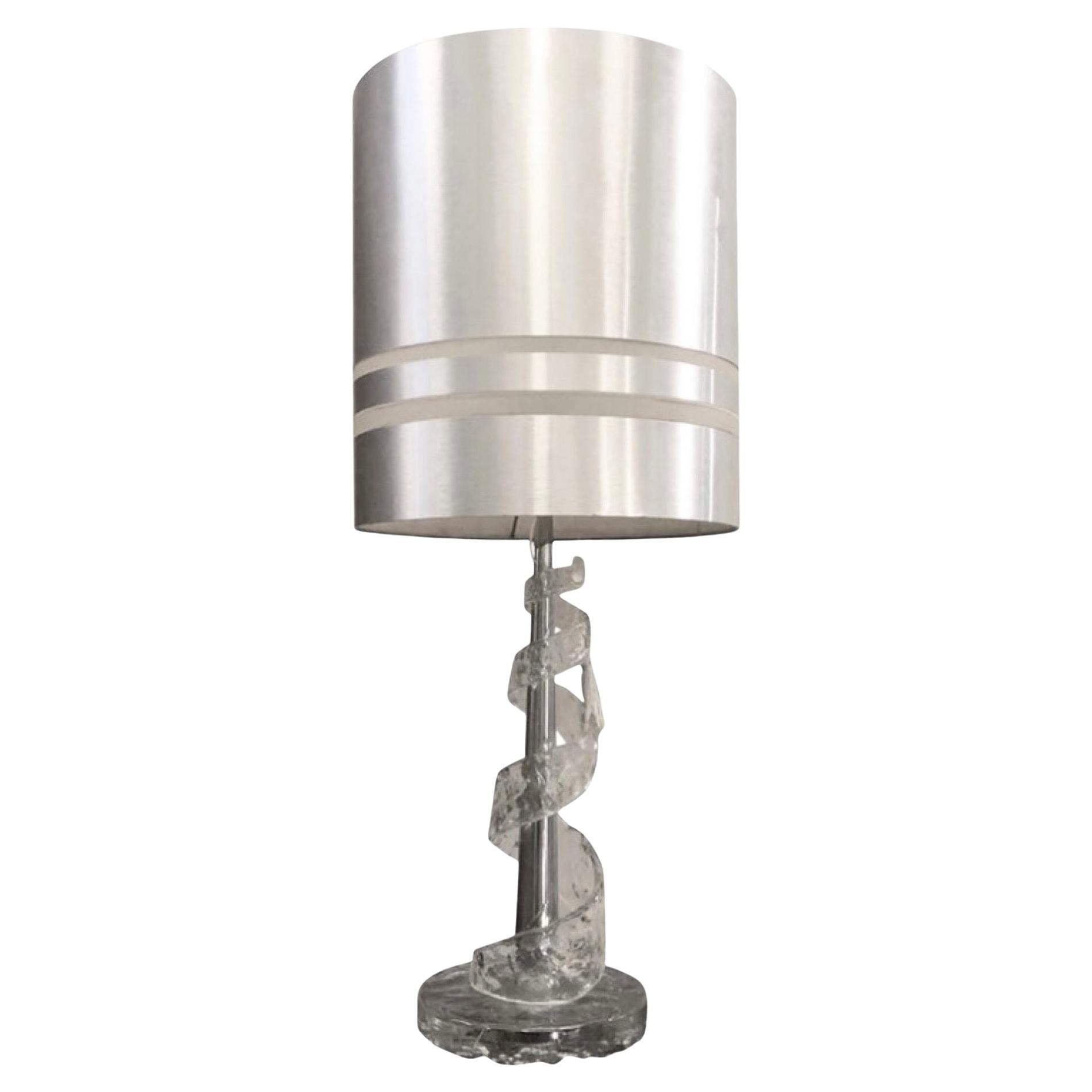 1970s Angelo Brotto for Esperia Spiral Transparent Murano Glass Table Lamp