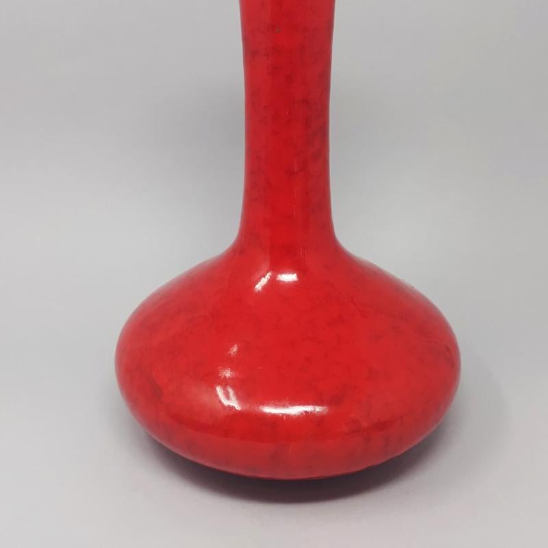 Late 20th Century 1970s Amazing Italian Space Age Red Vase For Sale