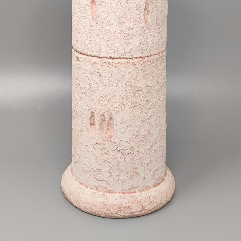 1970s Amazing Pair of Vases in Ceramic in Antique Pink Color. Made in Italy For Sale 1