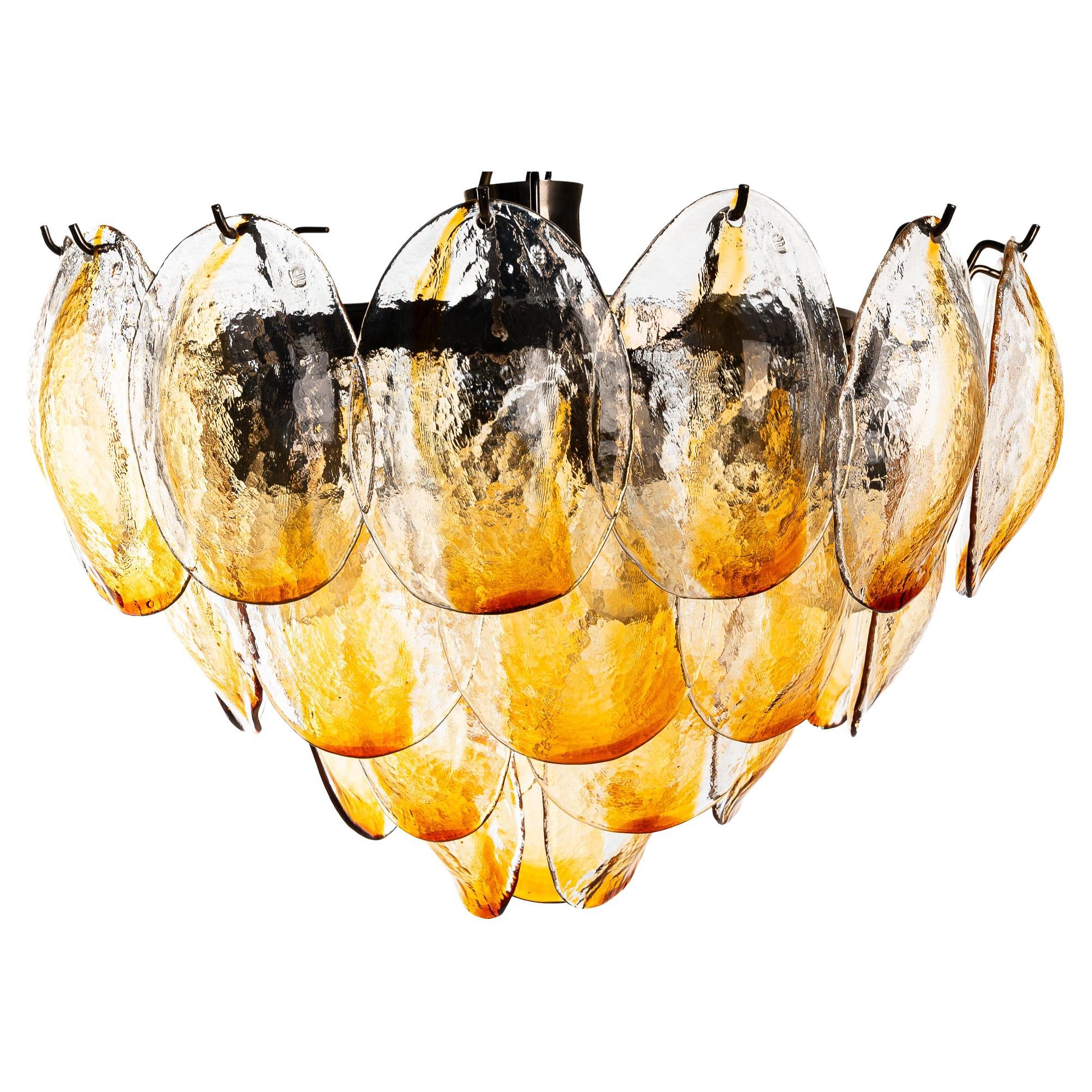 1970's Amber Glass Chandelier by La Murrina For Sale