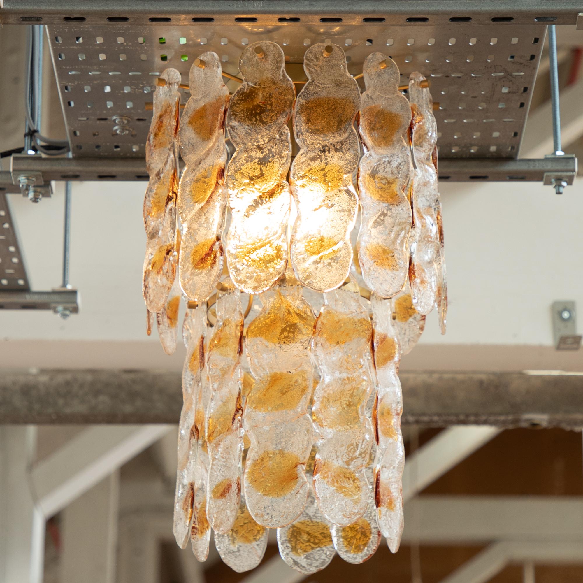 1970s Amber Murano Glass Chandelier For Sale 2