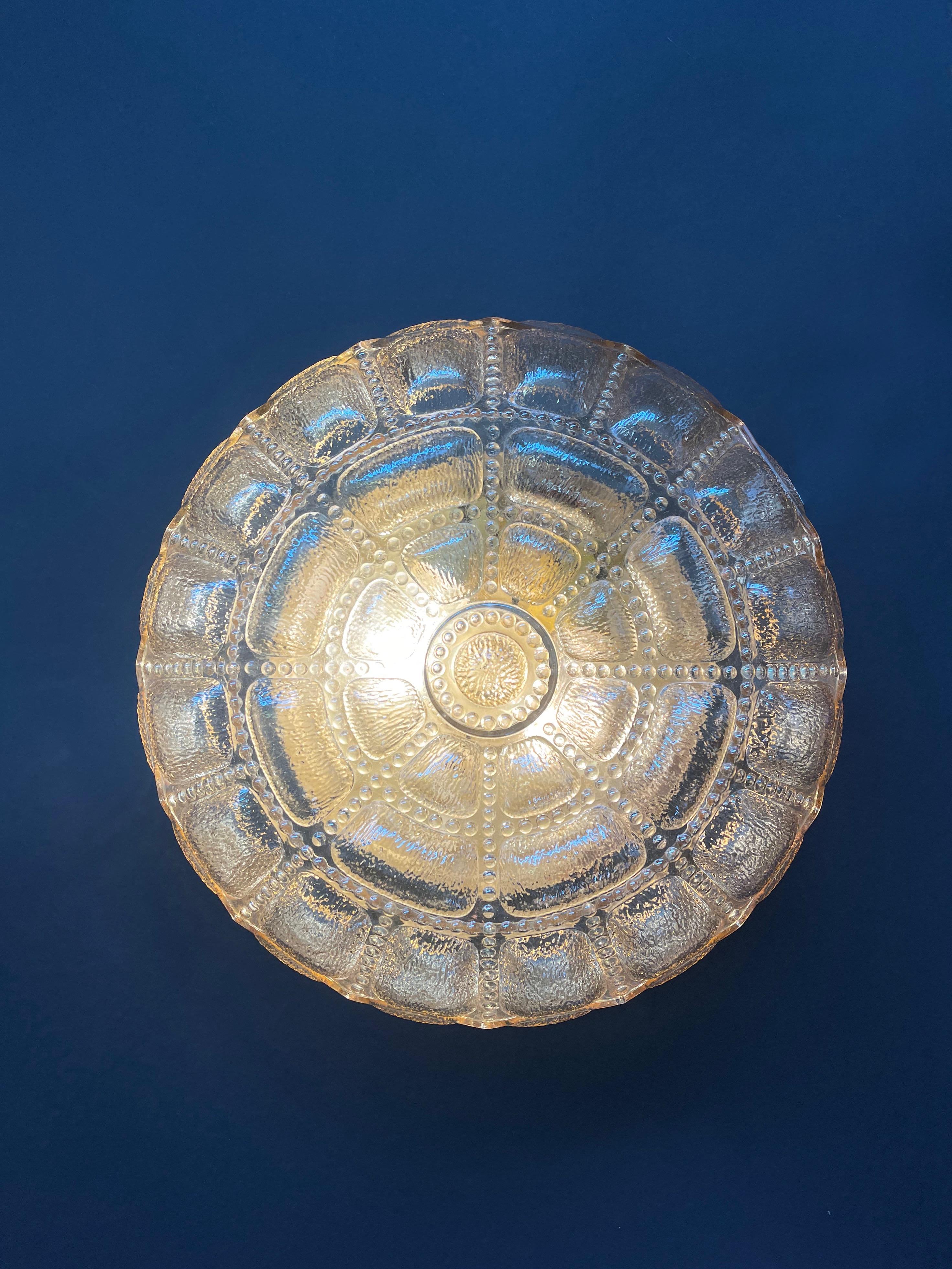Fait à la machine 1970 Amber Reflecting Puffy Bubble Cushion Glass Wall Light by Hustadt en vente