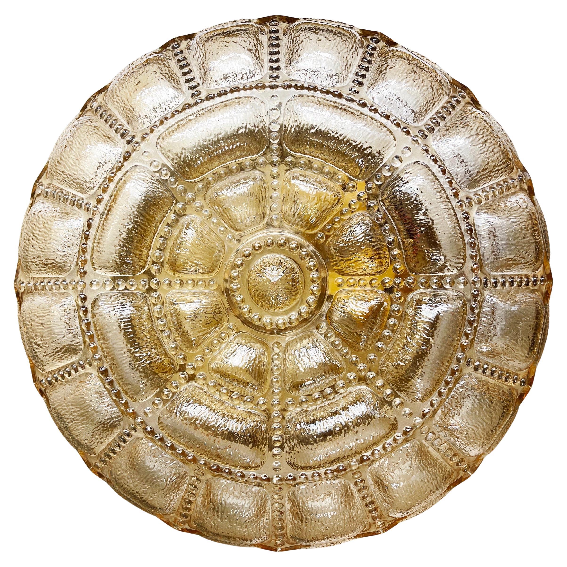 1970 Amber Reflecting Puffy Bubble Cushion Glass Wall Light by Hustadt en vente