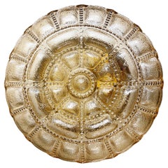 Wandleuchte aus Bernsteinfarbenem, leuchtendem Puffy Bubble Cushion-Glas von Hustadt, 1970er Jahre