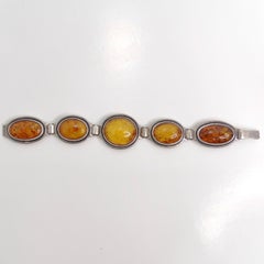 1970s Amber Silver Bracelet