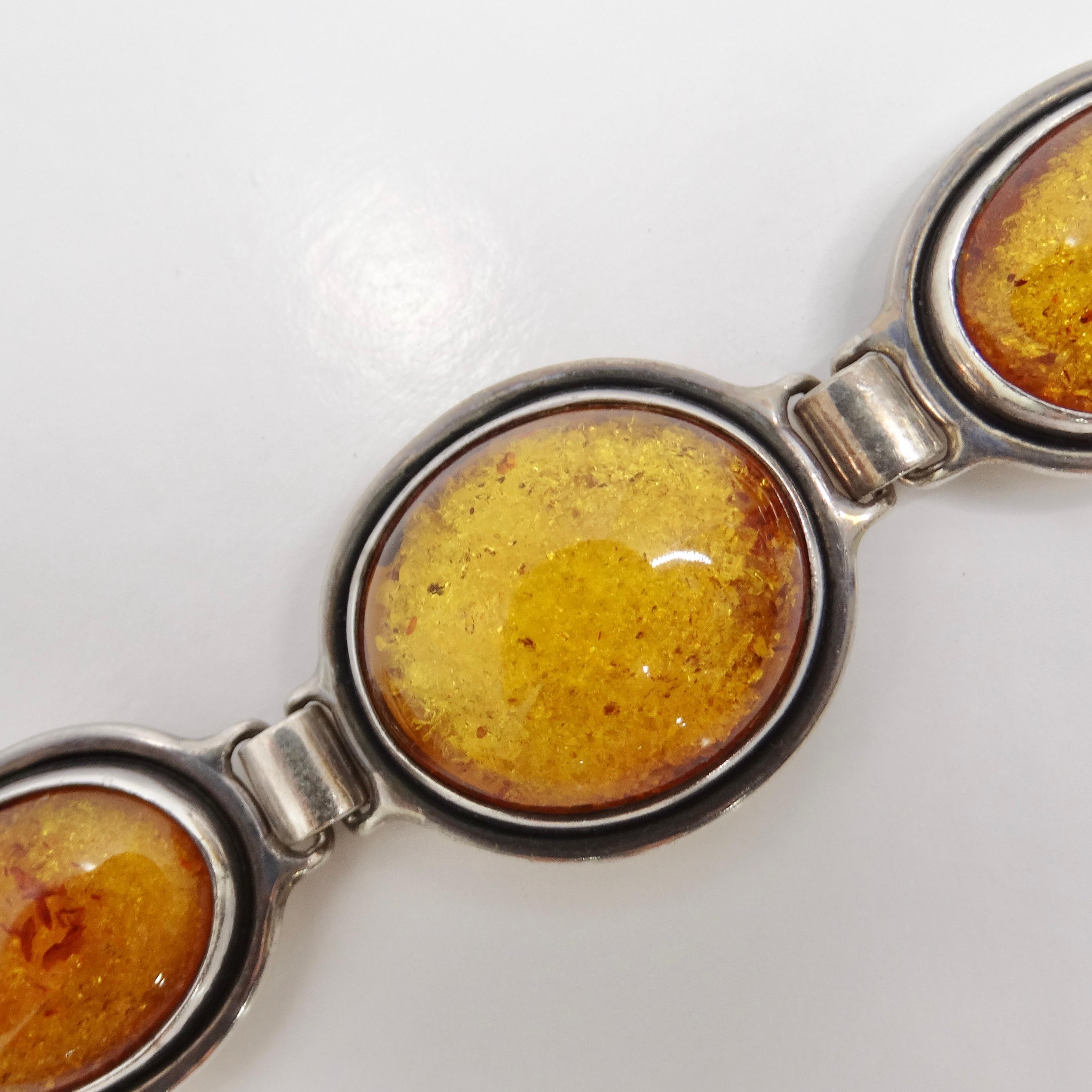 1970s Amber Silver Bracelet In Good Condition For Sale In Scottsdale, AZ
