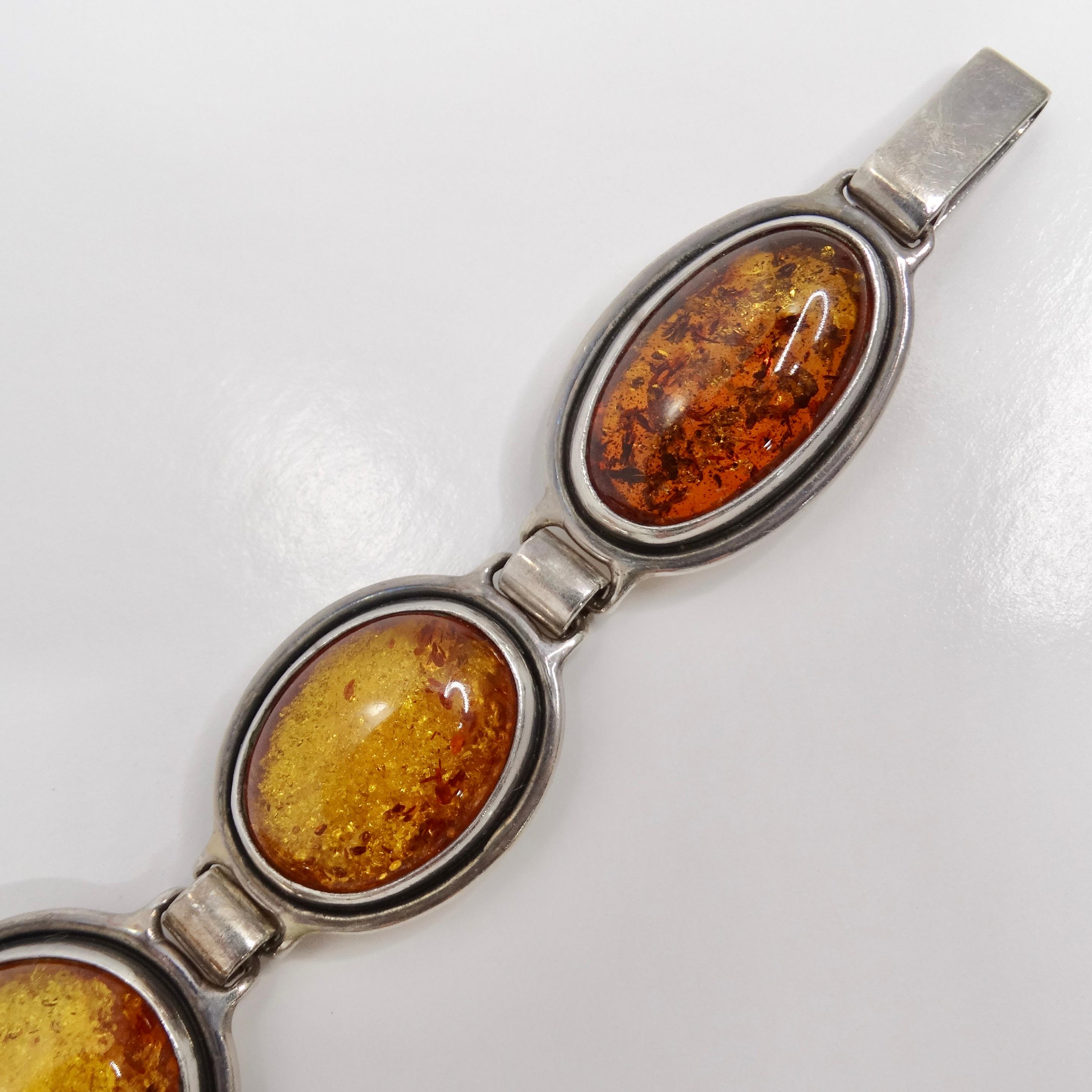 Women's or Men's 1970s Amber Silver Bracelet For Sale