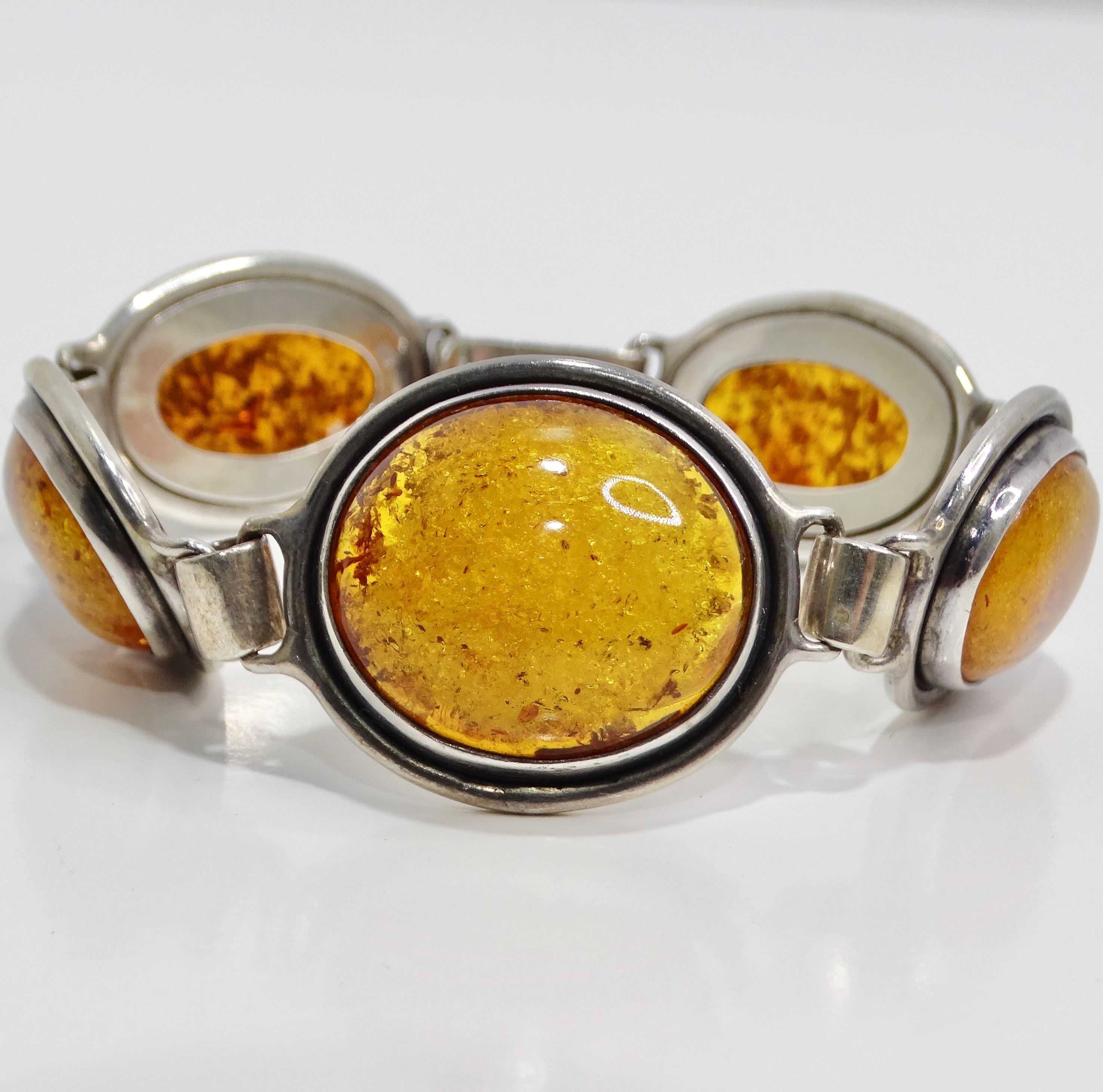 1970 Bracelet en ambre et argent en vente 1