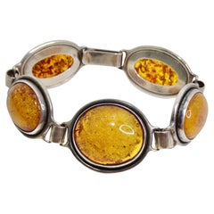 Vintage 1970s Amber Silver Bracelet