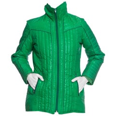 Vintage 1970S AMEREX Kelly Green Nylon Puffer Ski Jacket