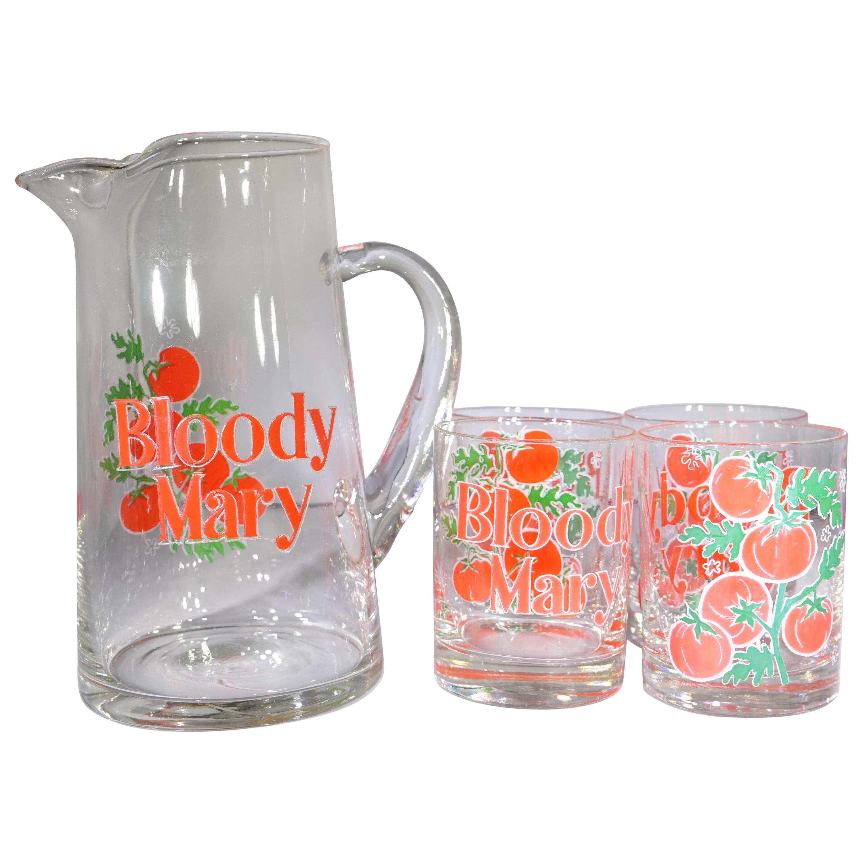 1970s American 5-Piece Bloody Mary Glassware Set by Culver