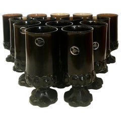 1970'S American Blown Glass "Thumbprint" Stem Glasses by, Franciscan, S/14