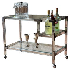 1970s American chrome and lucite drinks cart