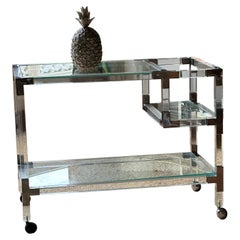 1970s American chrome and lucite drinks cart