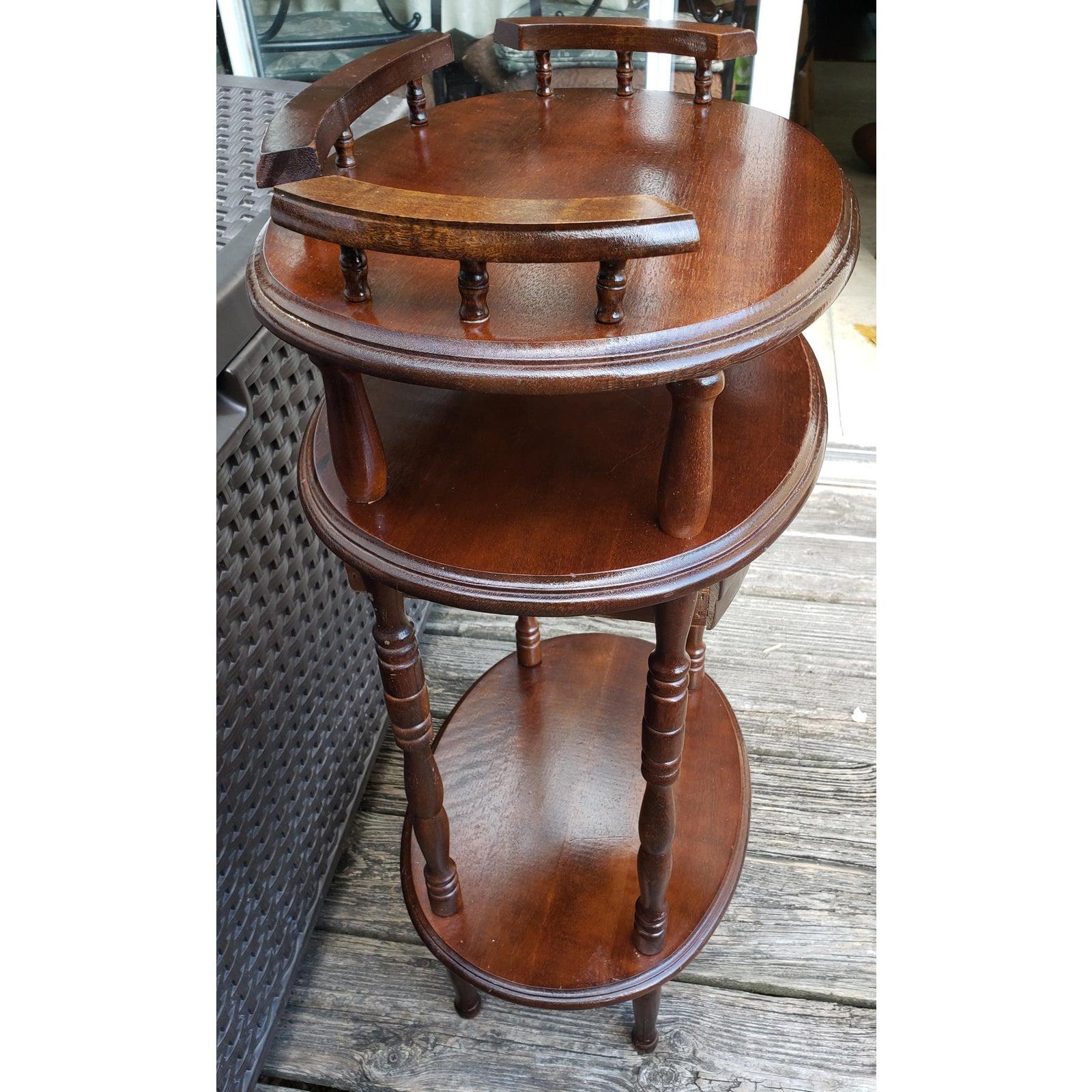 Woodwork 1970s American Classical Solid Walnut 3 Tier Accent Table