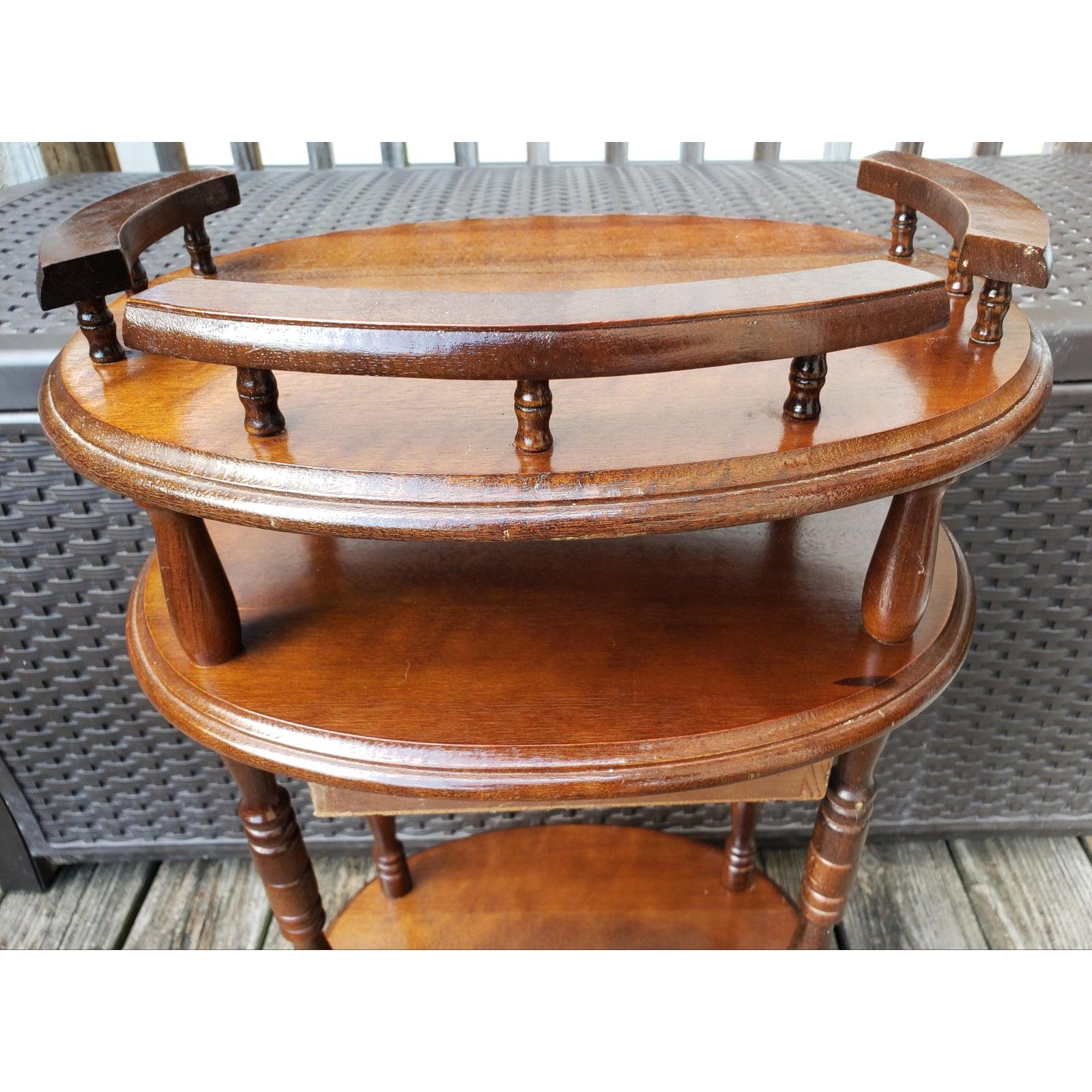 Mahogany 1970s American Classical Solid Walnut 3 Tier Accent Table