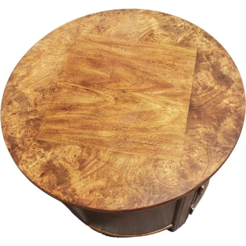 Mid-Century Modern 1970s American Classical Solid Walnut Drum Style End Table For Sale