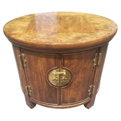 1970s American Classical Solid Walnut Drum Style End Table