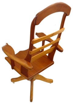 1970s American Craft Biomorphic Carved Wood Swivel Armchair
