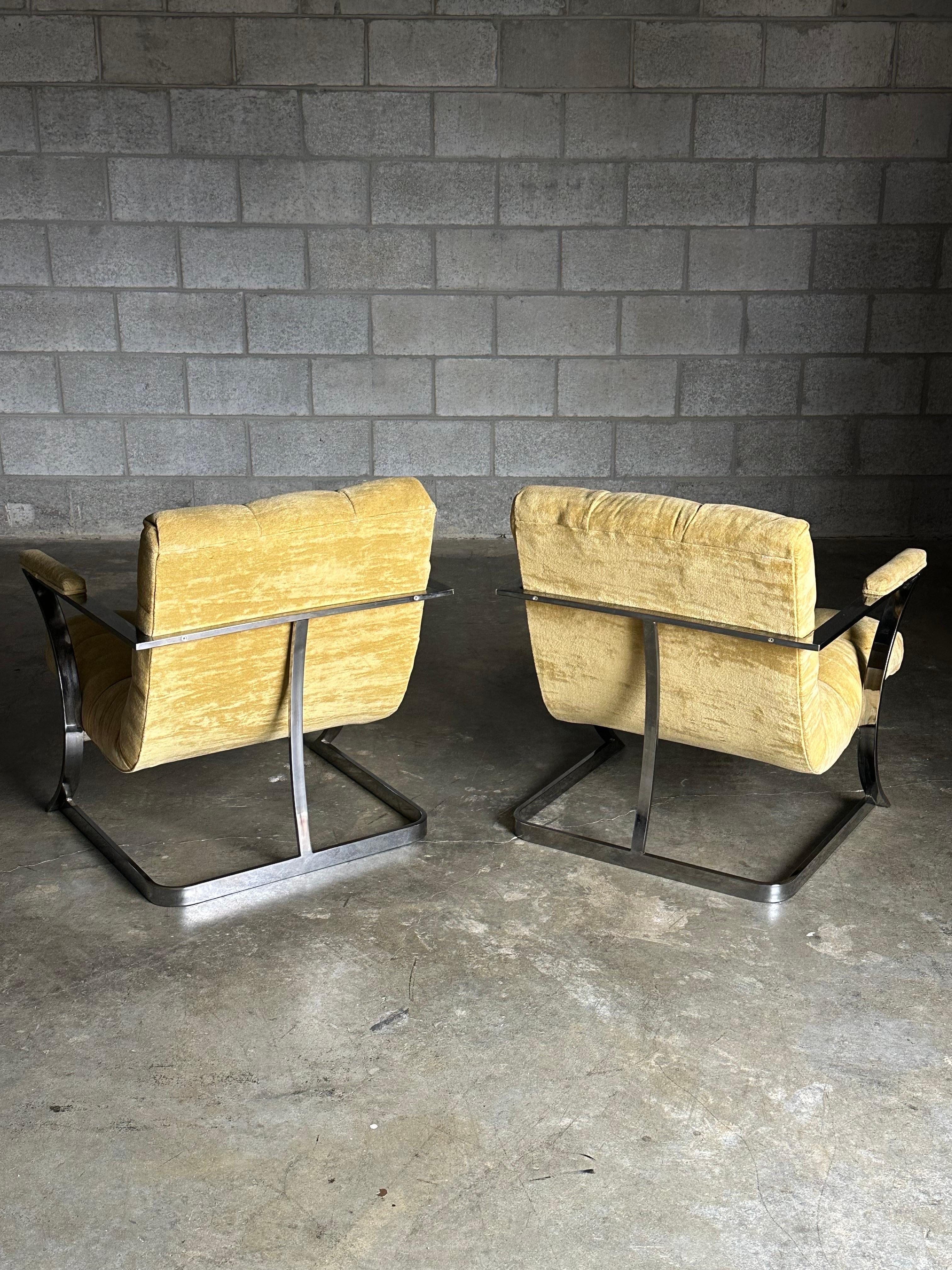 1970s American Designer Chrome Cantilevered Chairs After Milo Baughman 6