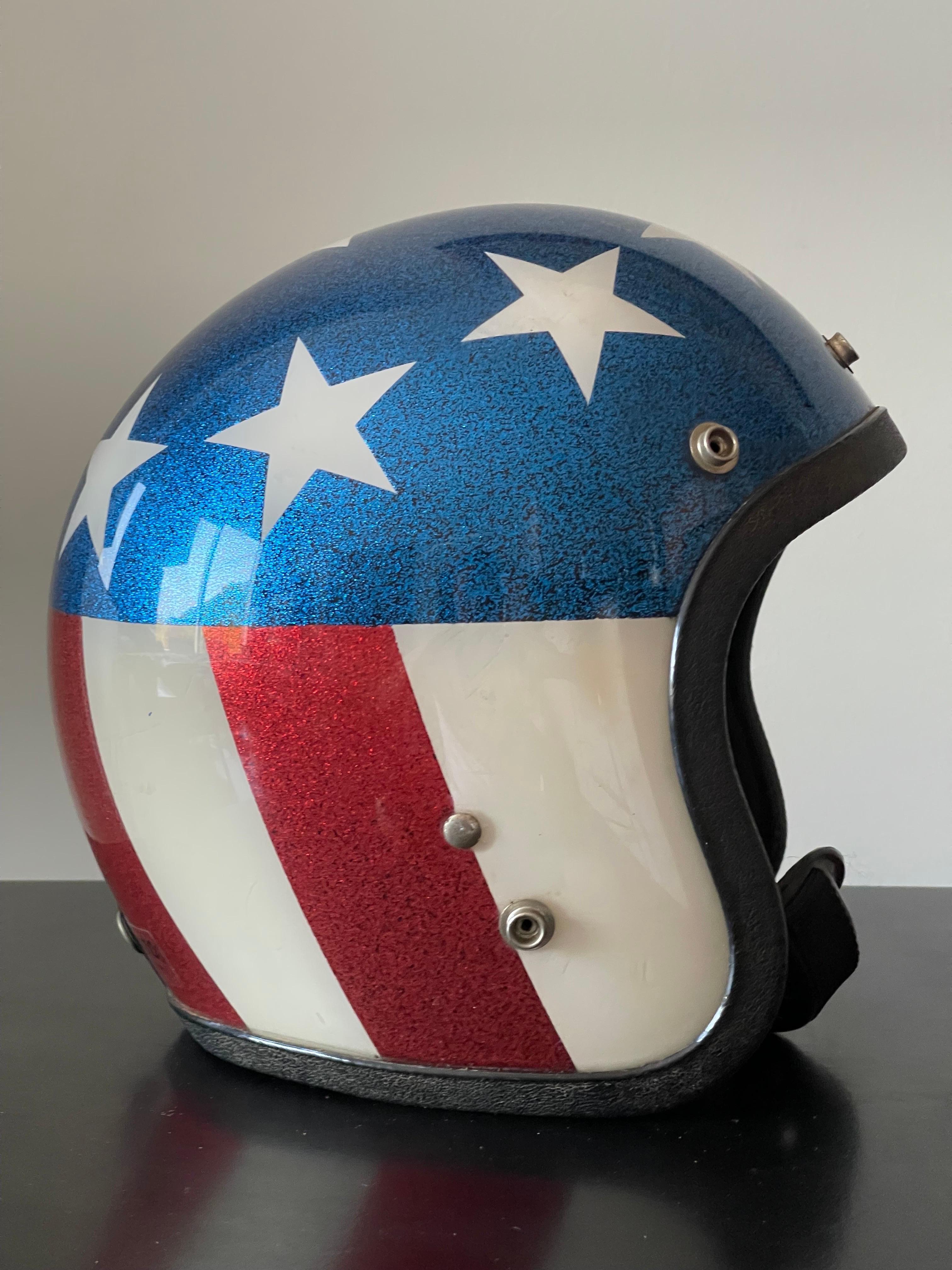 Mid-Century Modern 1970's American Flag Motorcycle Helmet of Evil Kneivel and Easy Rider