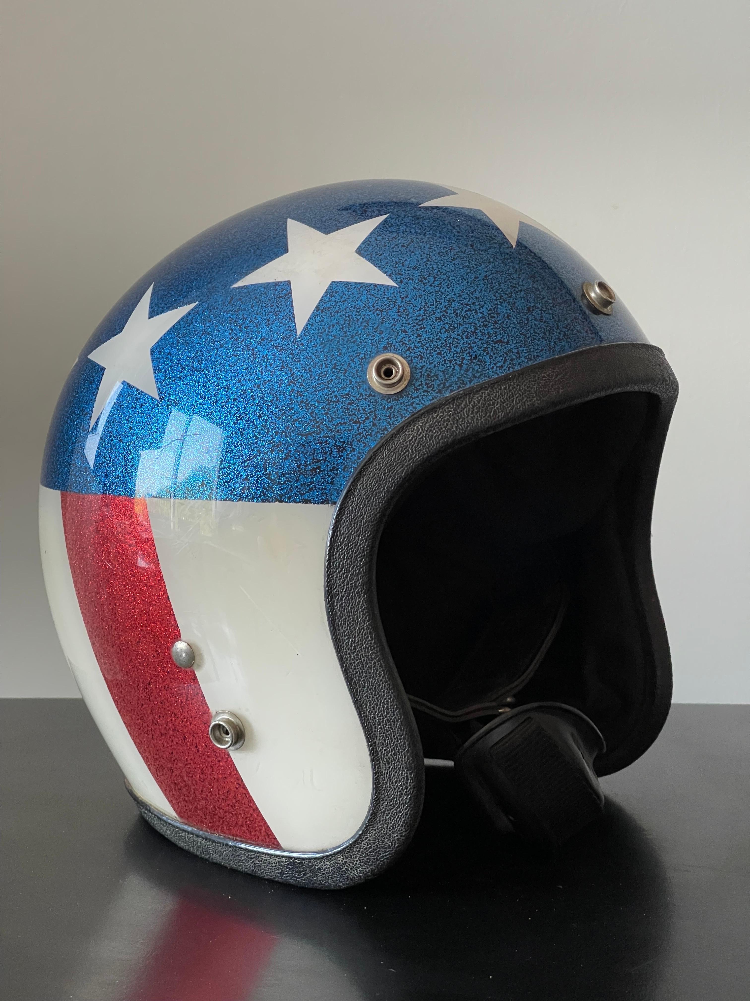 Late 20th Century 1970's American Flag Motorcycle Helmet of Evil Kneivel and Easy Rider