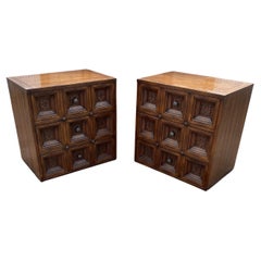 Retro American of Martinsville Brutalist Spanish Night Stand End Tables, Set of 2
