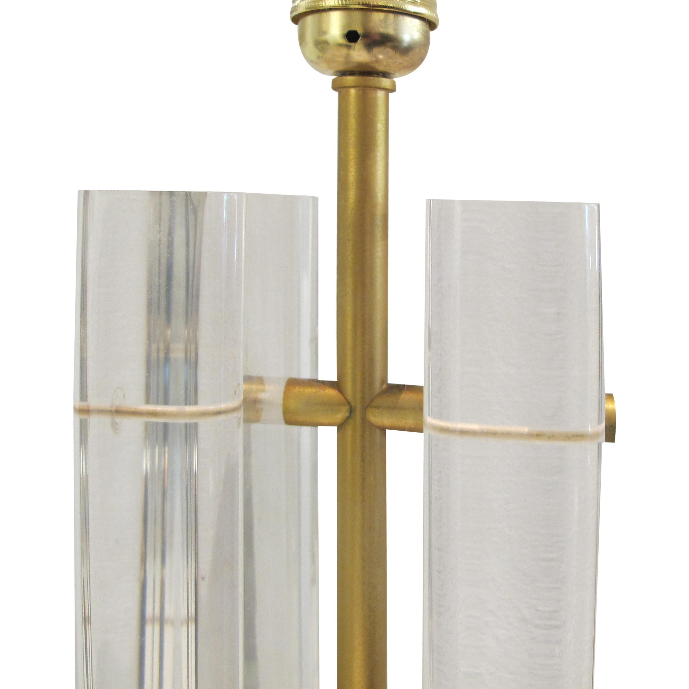 1970s American Pair of Lucite Table lamps attributed to Charles Hollis Jones For Sale 1