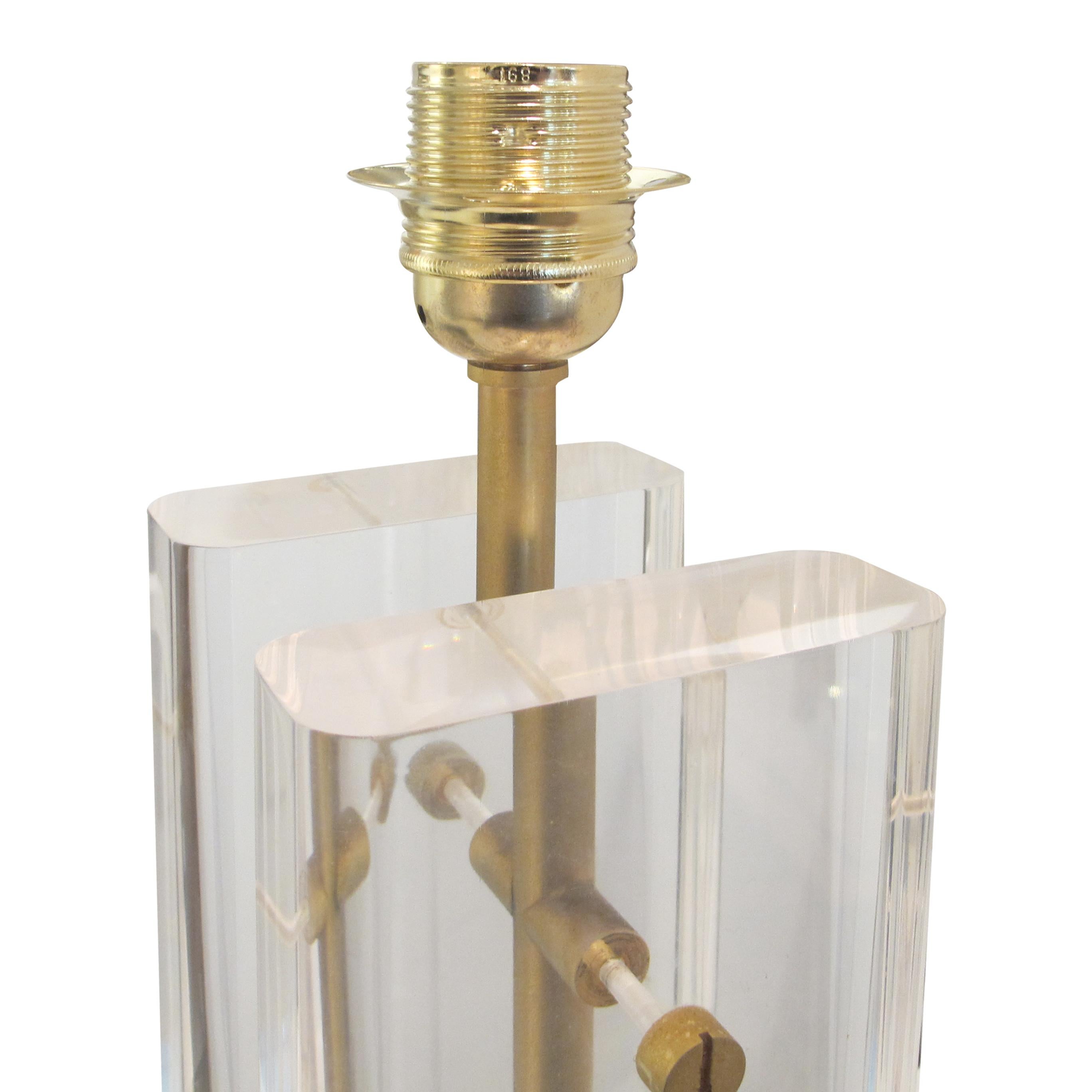 1970s American Pair of Lucite Table lamps attributed to Charles Hollis Jones For Sale 2