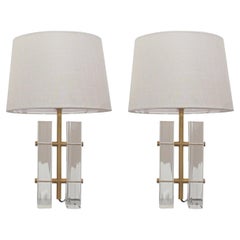 1970s American Pair of Lucite Table lamps attributed to Charles Hollis Jones