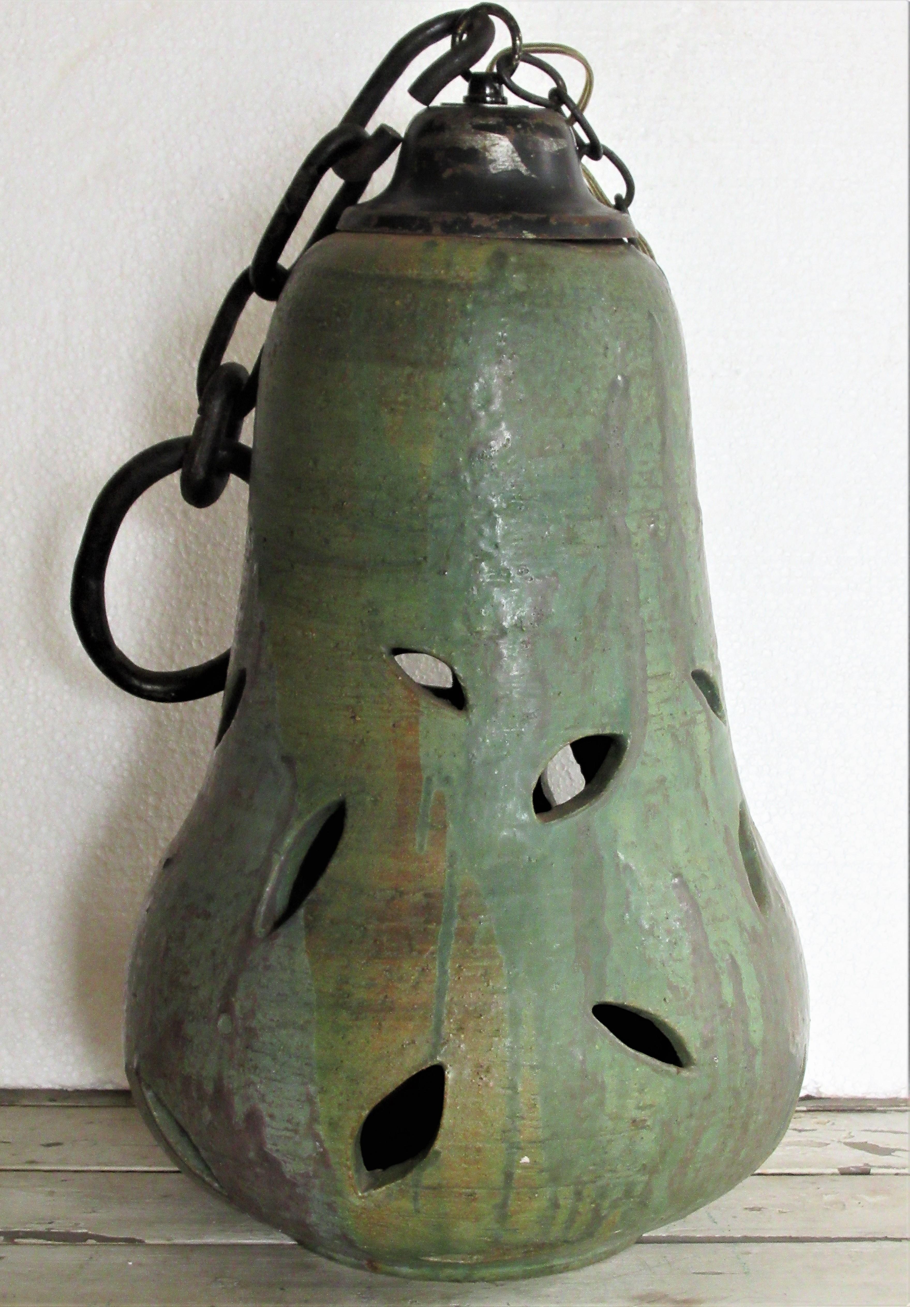 20th Century American Studio Ceramic Pear Form Pendant Light