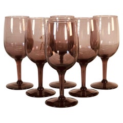 Set di 6 steli da vino in vetro ametista degli anni '70