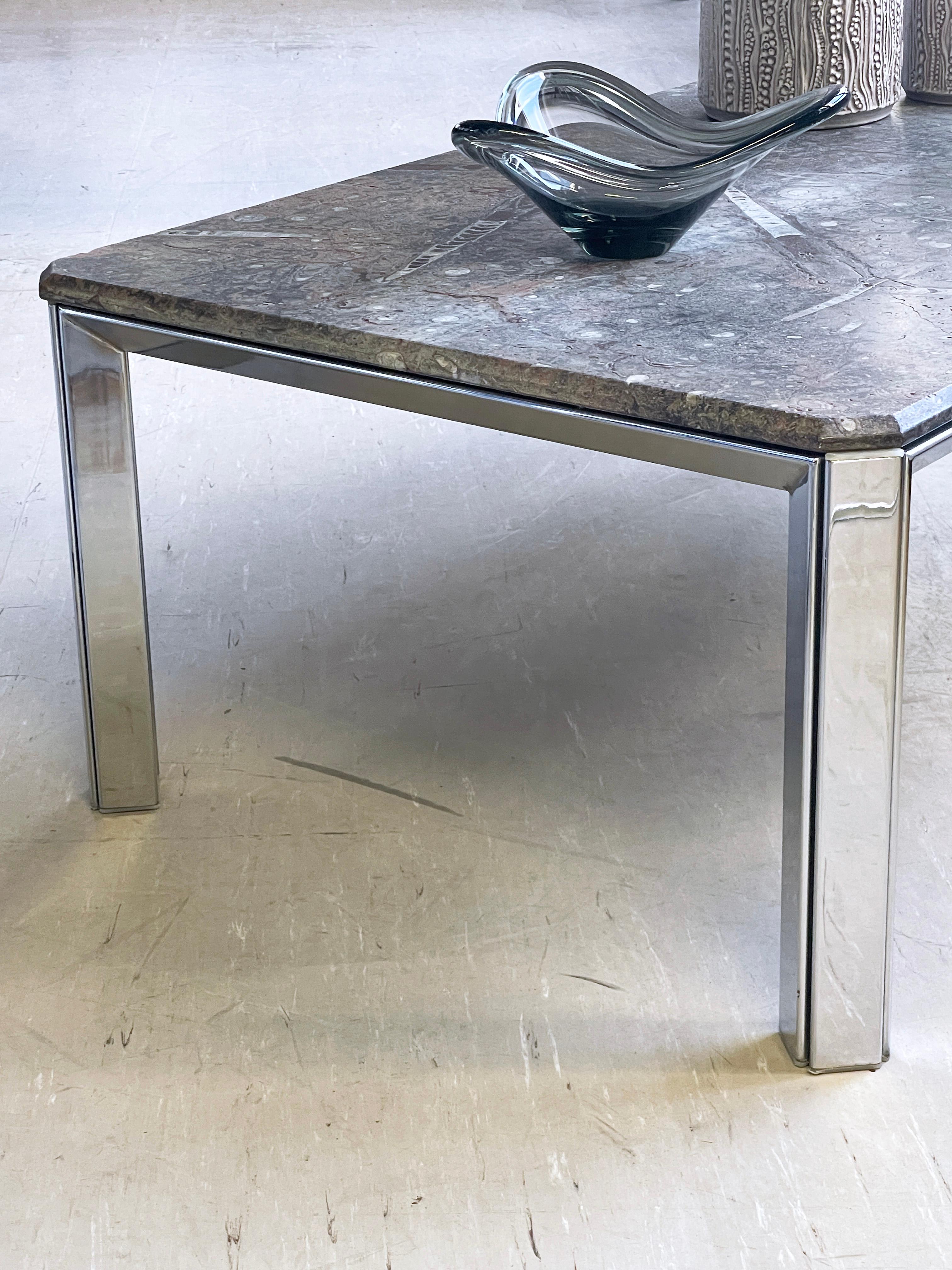 1970's Ammonite and Orthoceras Fossil Lounge Table For Sale 3