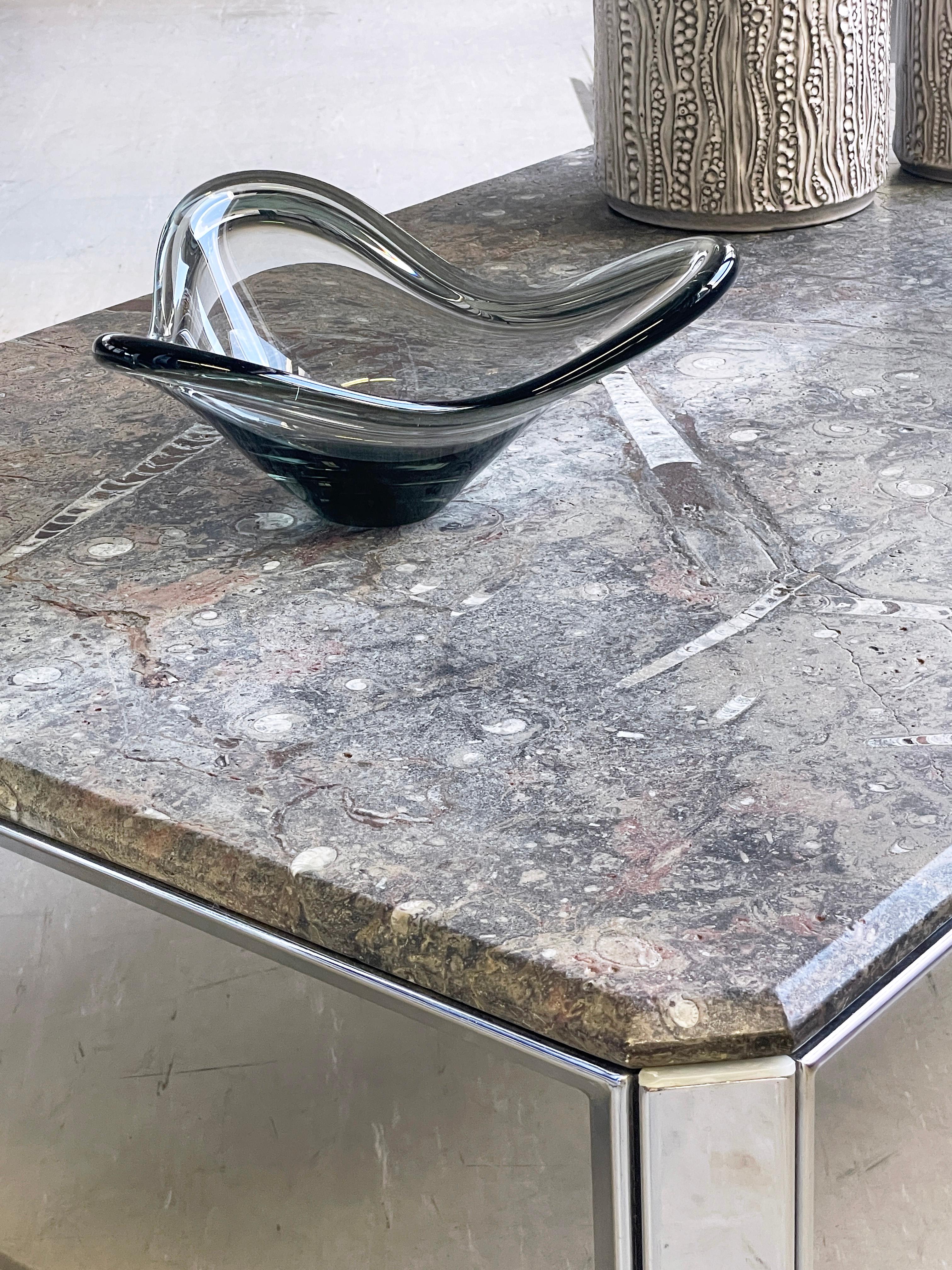 1970's Ammonite and Orthoceras Fossil Lounge Table For Sale 11