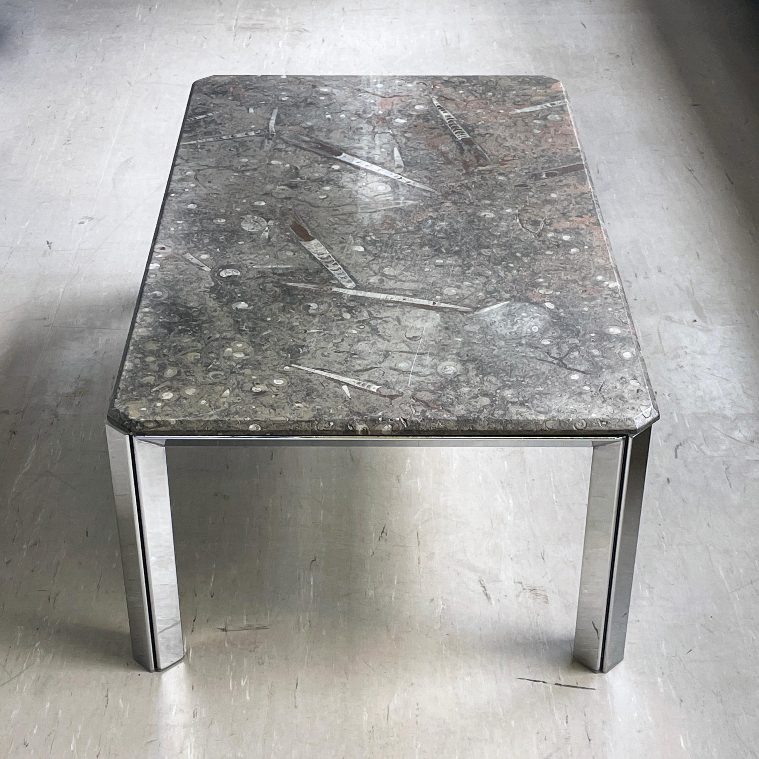 Late 20th Century 1970's Ammonite and Orthoceras Fossil Lounge Table For Sale
