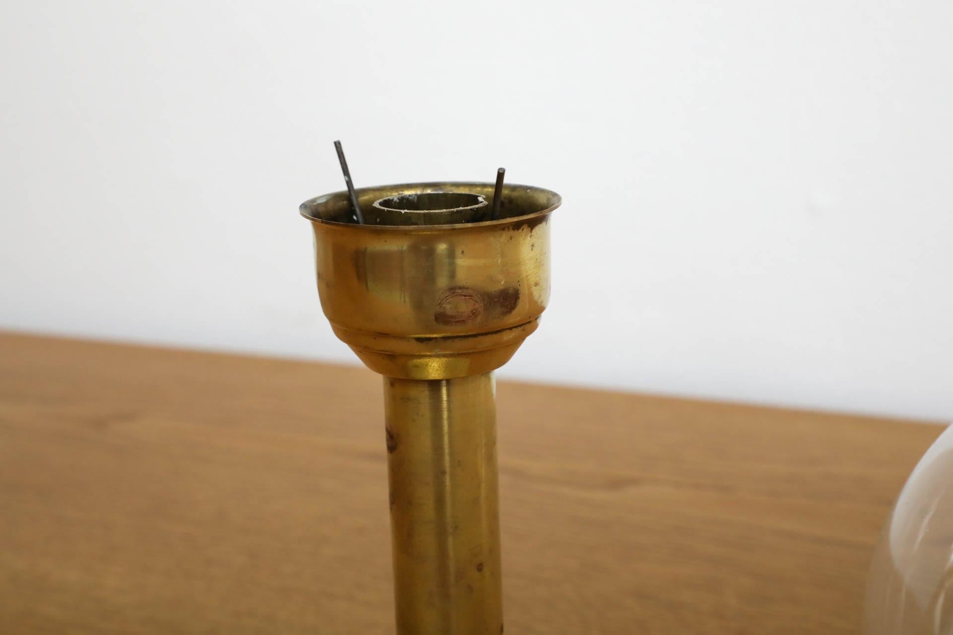 Mid-Century Anders Pehrson Inspired Brass and Glass Candle Lamp For Sale 5