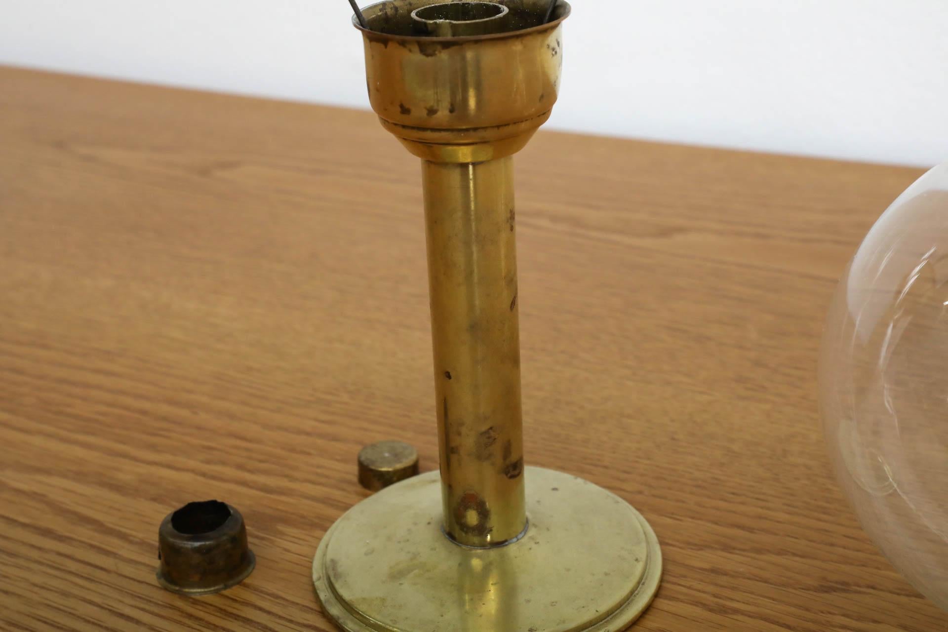 Mid-Century Anders Pehrson Inspired Brass and Glass Candle Lamp For Sale 6