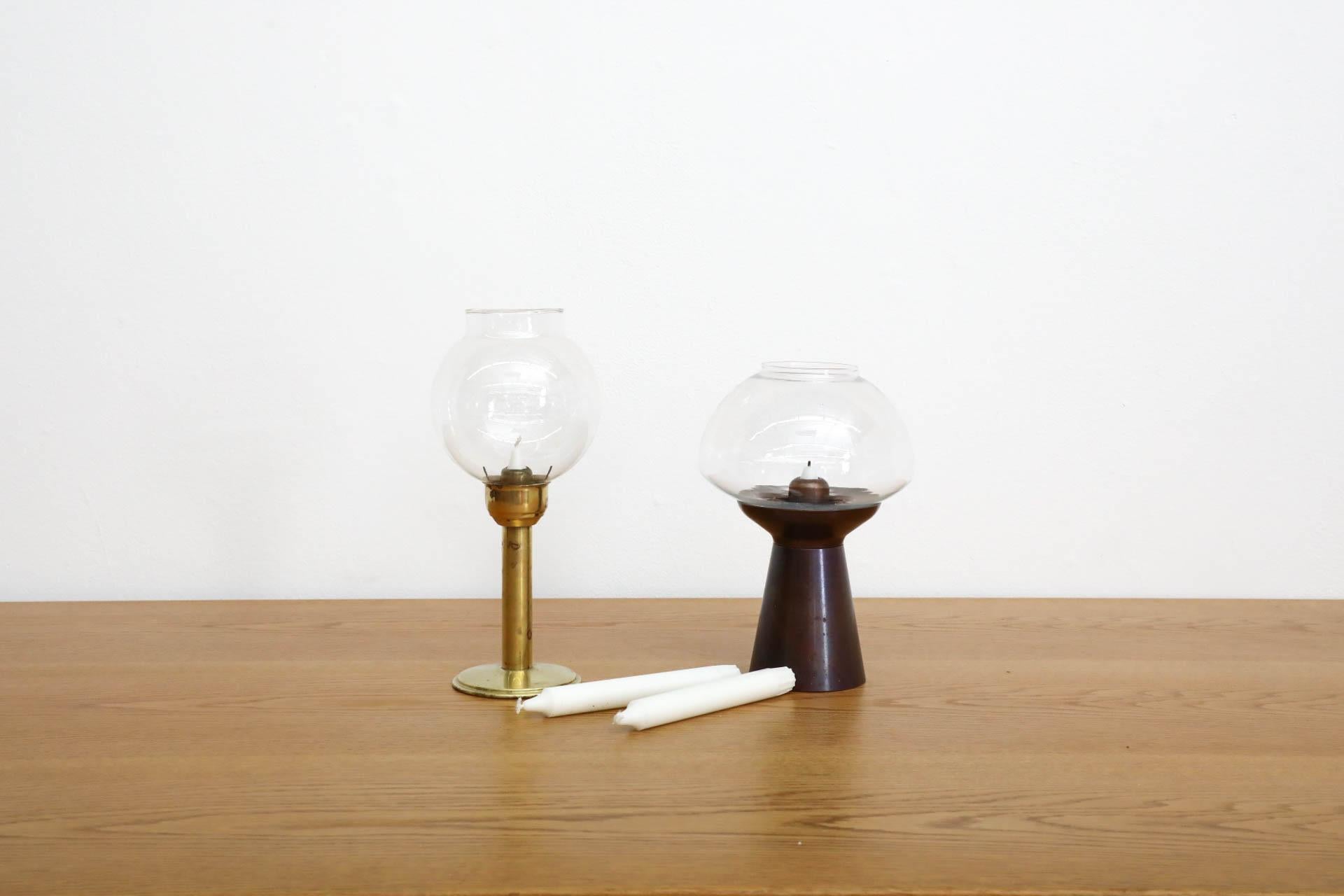 Mid-Century Anders Pehrson Inspired Brass and Glass Candle Lamp For Sale 11