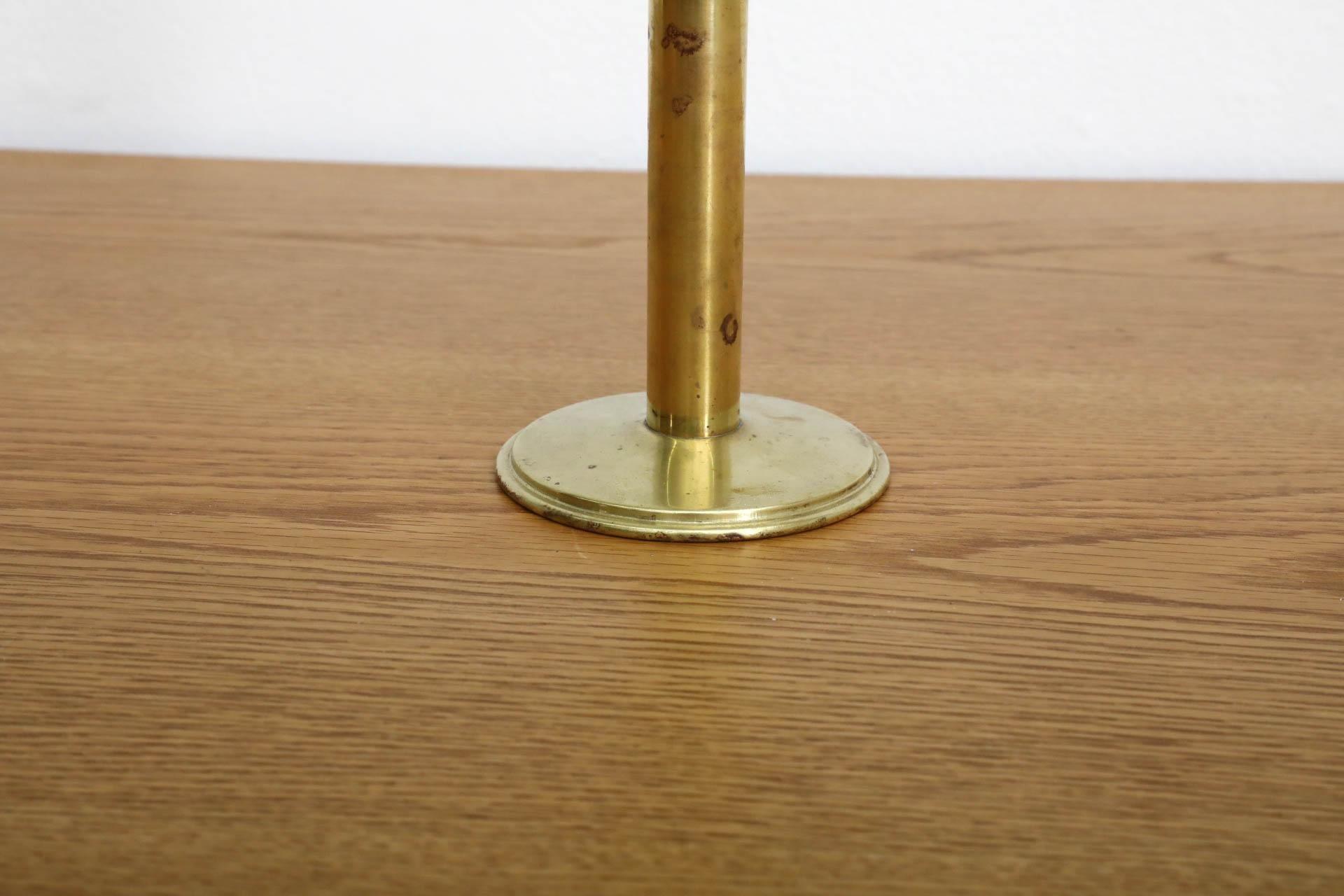 20th Century Mid-Century Anders Pehrson Inspired Brass and Glass Candle Lamp For Sale