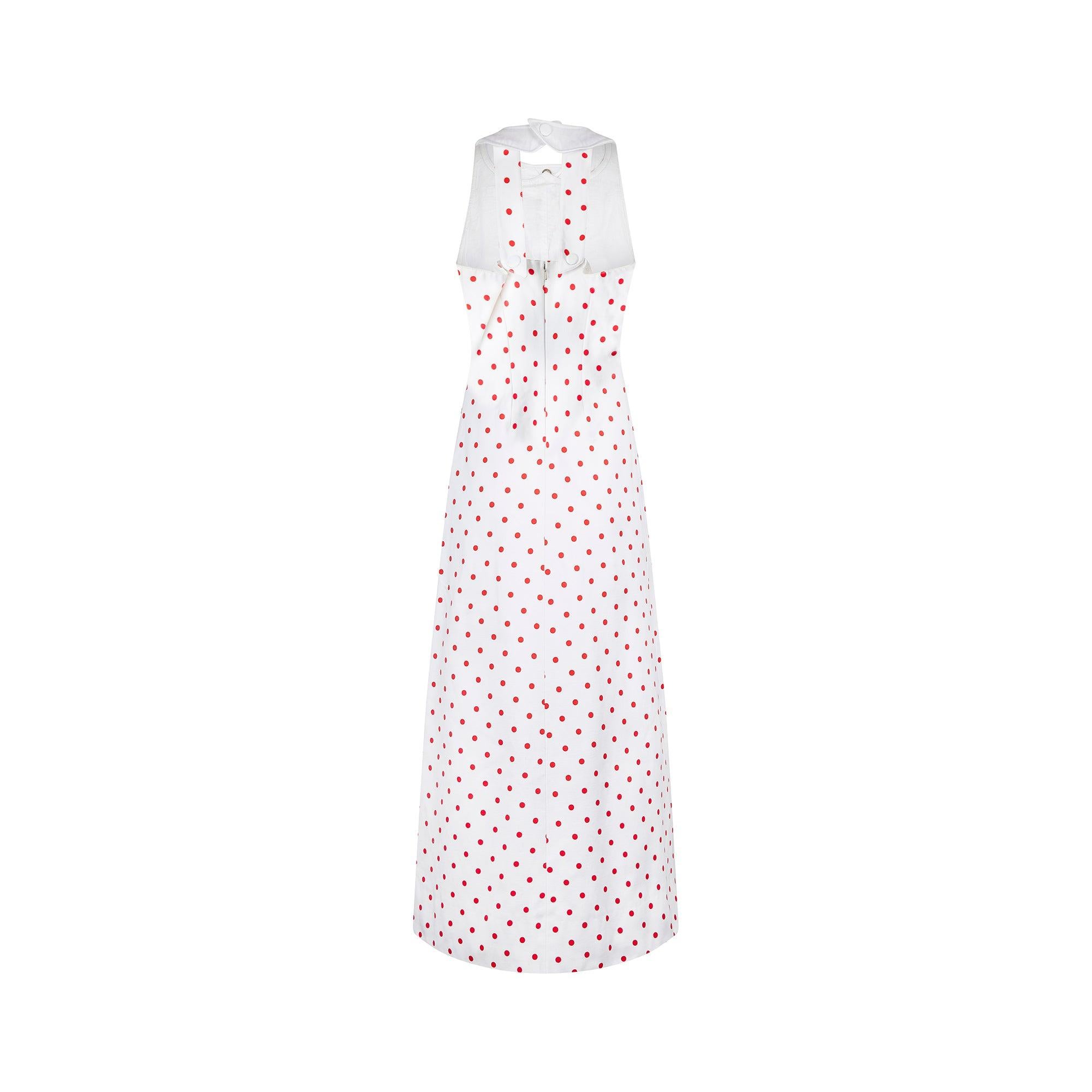 1970s André Courrèges Haute Couture Polka Dot Cotton Dress In Good Condition For Sale In London, GB