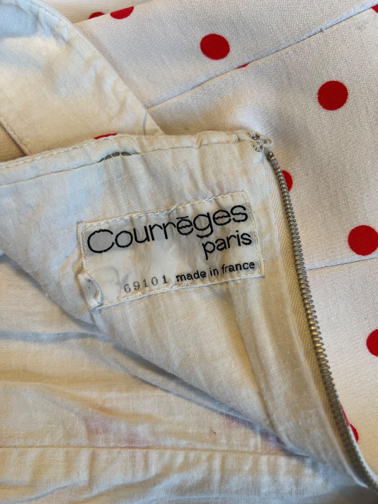1970er André Courrèges Haute Couture Polka Dot Baumwollkleid im Angebot 1
