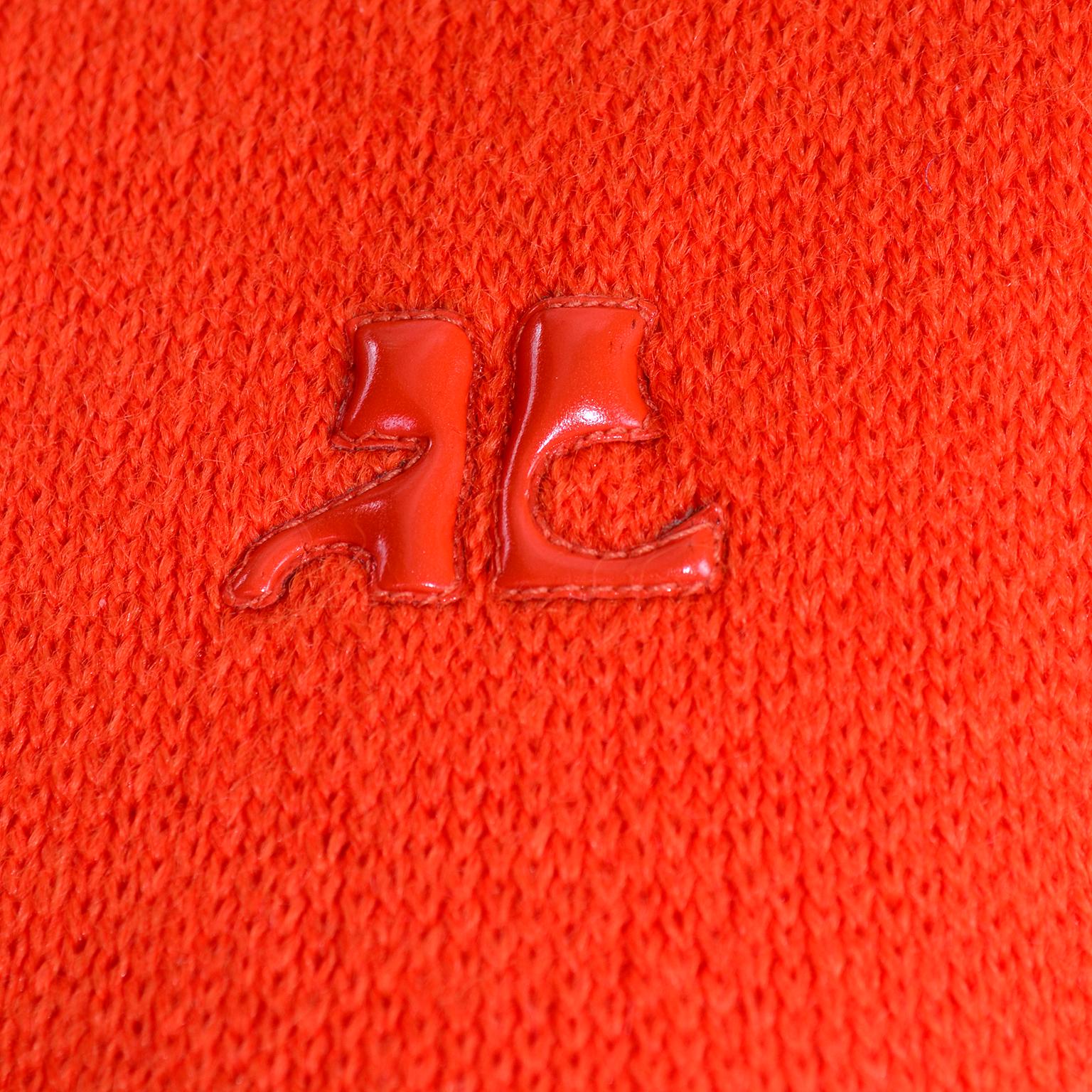 1970s Andre Courreges Hyperbole 2 Piece AC Logo Orange Jumpsuit & Sheer Top 2