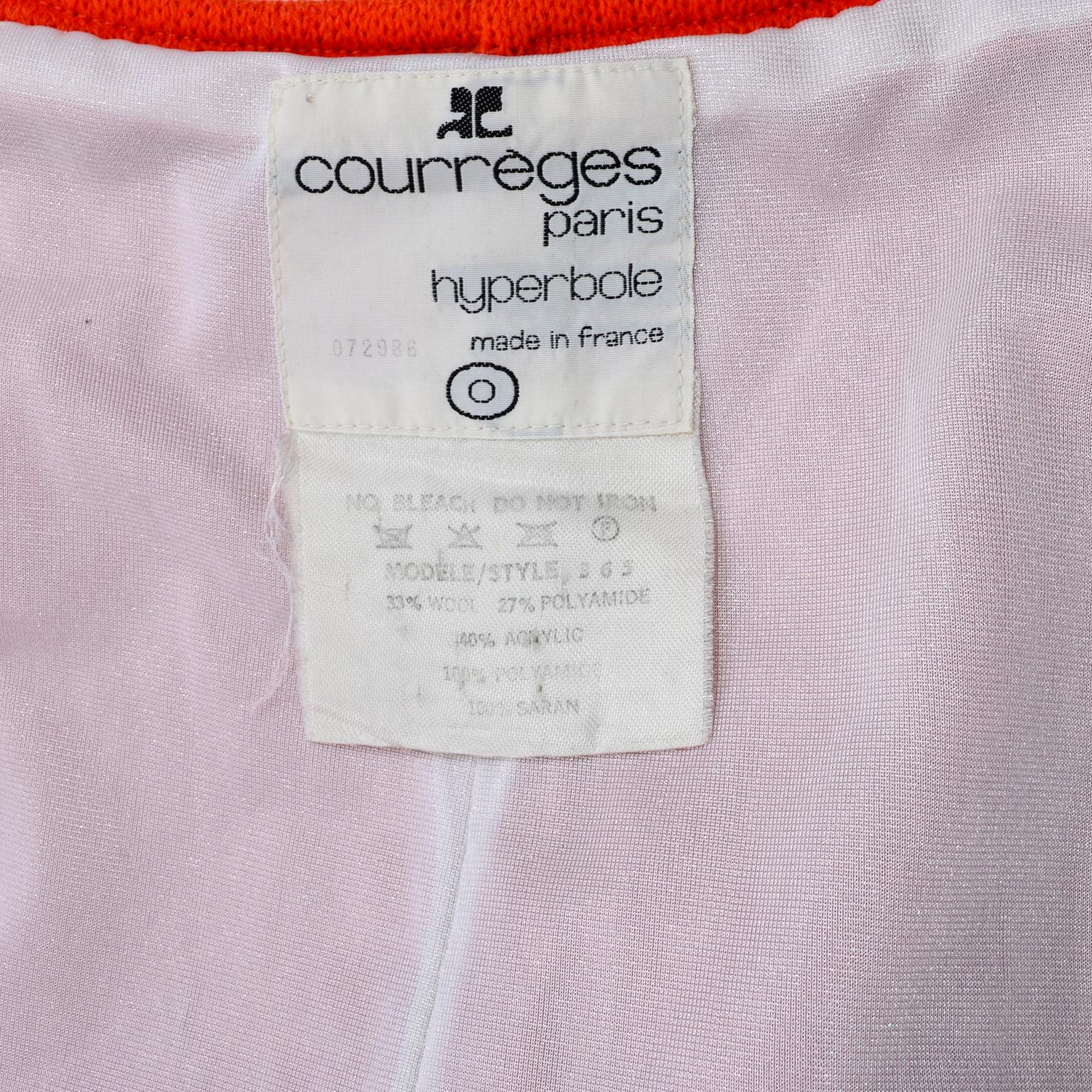 1970s Andre Courreges Hyperbole 2 Piece AC Logo Orange Jumpsuit & Sheer Top 6